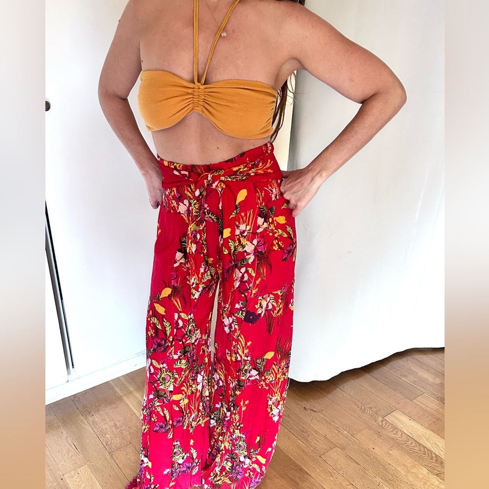 Free People Vibrant Floral Wide-Leg Pants with 12th tribe top